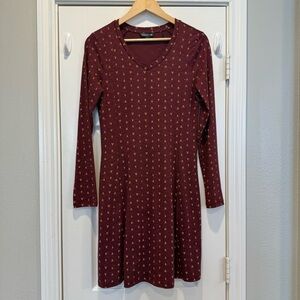 Toad And Co Dress Women’s Small Burgundy Hearts Long Sleeves Pockets Outdoor